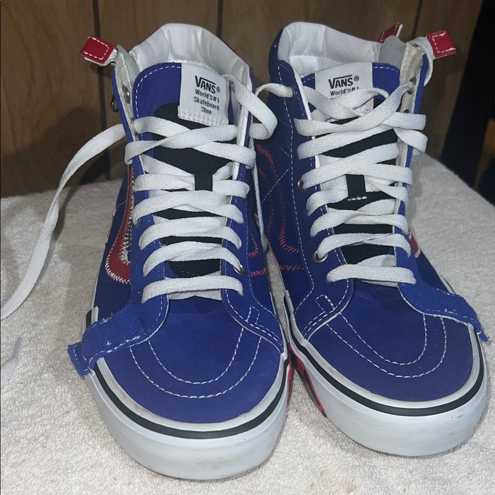 Vans Royal Blue High-Top Sneakers with Red Details